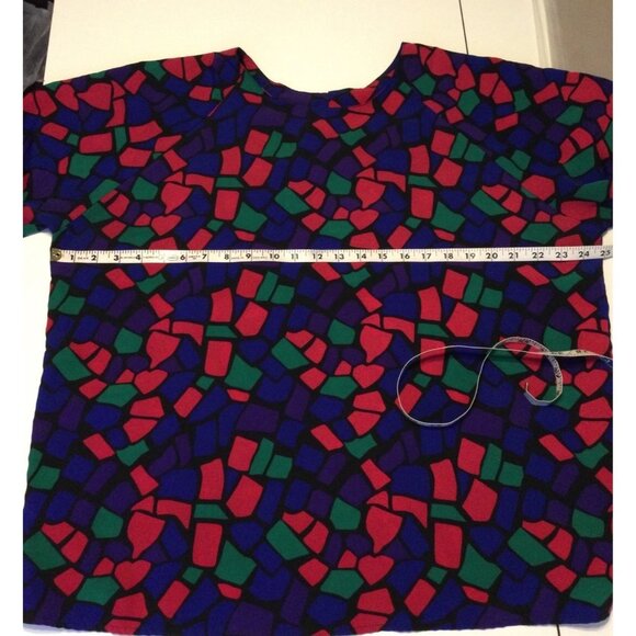 Vintage Womens Blouse Top Colorful Stained Glass Look Plus Size 18 W Truffles - Picture 5 of 6